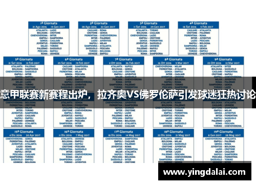 意甲联赛新赛程出炉，拉齐奥VS佛罗伦萨引发球迷狂热讨论