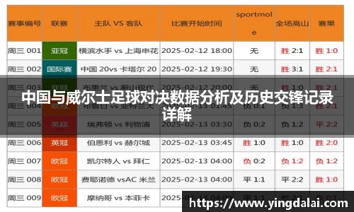 中国与威尔士足球对决数据分析及历史交锋记录详解