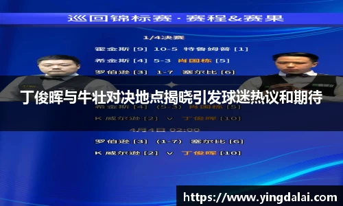 丁俊晖与牛壮对决地点揭晓引发球迷热议和期待